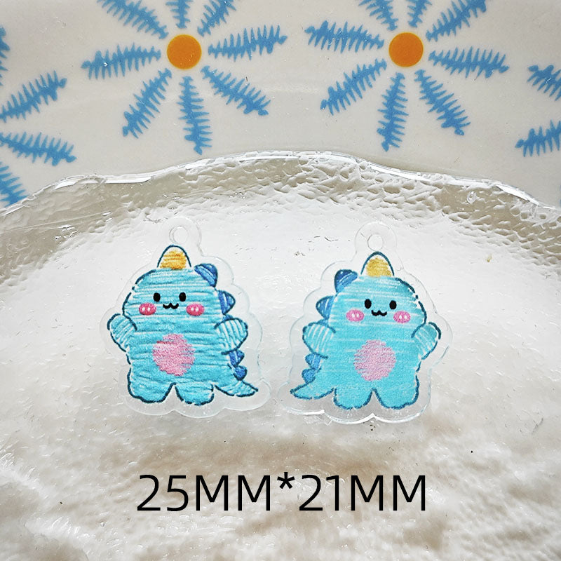 Wholesale 10pcs Double-sided bow three-dimensional relief acrylic jewelry accessories DIY pendant with holes cartoon character cute